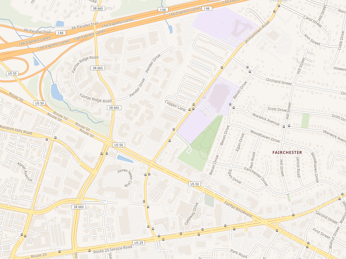 Map of 3850 Jermantown Rd, Fairfax VA — major roads and surrounding blocks
